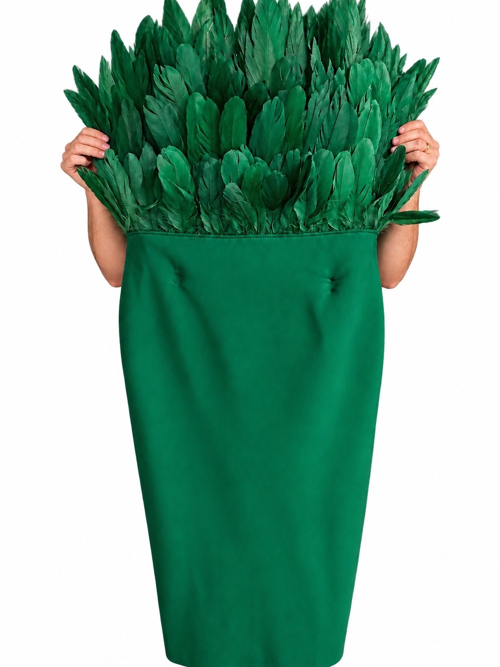 Plus Size Emerald Feather-Trim Pencil Skirt - Women Accessories